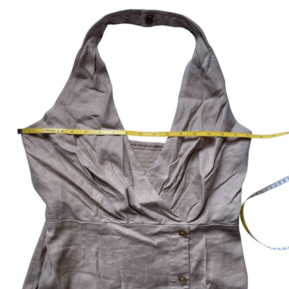 Linen Halter V-Neck Tan Dress SZ M NWT Anthropologie - Picture 13 of 13